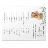 Babydusche Hochlandkuh passt Eukalyptus auf Notizblock (Vorderseite)