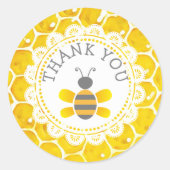 Babydusche Honeybee Danke Honeycomb Stickers (Vorderseite)