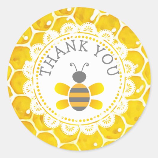 Babydusche Honeybee Danke Honeycomb Stickers (Vorderseite)