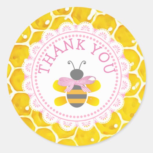 Babydusche Honeybee Danke Honeycomb Stickers (Vorderseite)