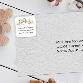 Babydusche Hübsch farbenfrohe Blumenadresse Quadratischer Aufkleber