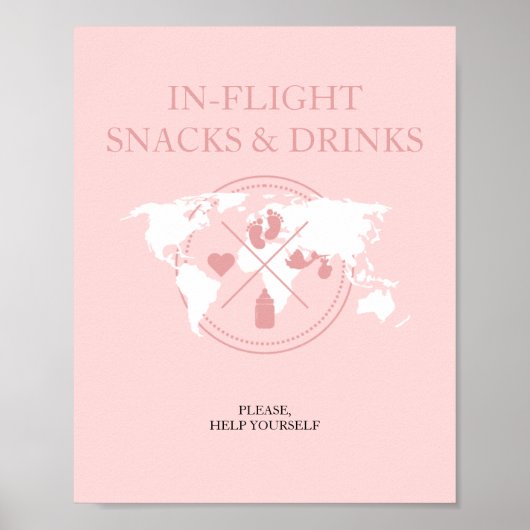 Babydusche im Flug-Food-Table-Zeichen Poster (Vorne)