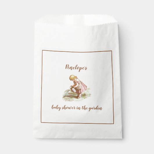 Babydusche im Garten Vintages Kind Geschenktütchen (Vorderseite)