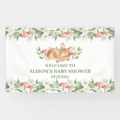 Babydusche im Hintergrund von Waldland Hirsch Blum Banner (Horizontal)