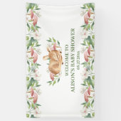 Babydusche im Hintergrund von Waldland Hirsch Blum Banner (Vertikal)