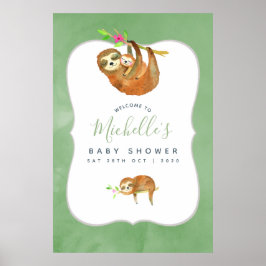 Babydusche im Wasserfarbenbereich Begrüßung Poster