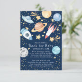 Babydusche im Weltraum buchen für Babykarte Begleitkarte (Stehend Vorderseite)