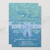 Babydusche in Aquamarin und blau Einladung (Vorne/Hinten)