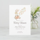 Babydusche in Aquarell mit Babybunny Einladung (Stehend Vorderseite)