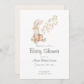 Babydusche in Aquarell mit Babybunny Einladung (Vorne/Hinten)