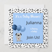 Babydusche in Blue Dalmatiner Print Einladung (Vorderseite)