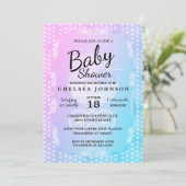 Babydusche 👶 in rosa, Lila und blau Einladung (Stehend Vorderseite)