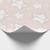 Babydusche in Rosa und Weiß Stars Geschenkpapier (Ecke)