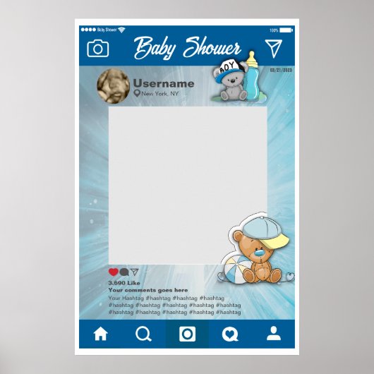 Babydusche Instagram individuelle Selfie-Rahmen Poster (Vorne)