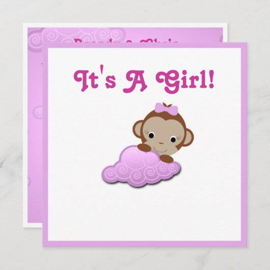 Babydusche Invite (Mädchen) Einladung (Vorne/Hinten)