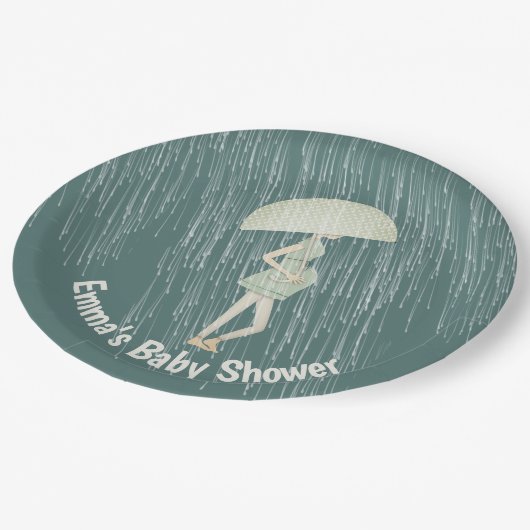 Babydusche Junge Mutter Pappteller (Schrägansicht)