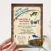 Babydusche, Junge rustikale Rolle aufgeregt