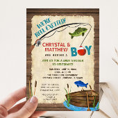 Babydusche, Junge rustikale Rolle aufgeregt Einladung