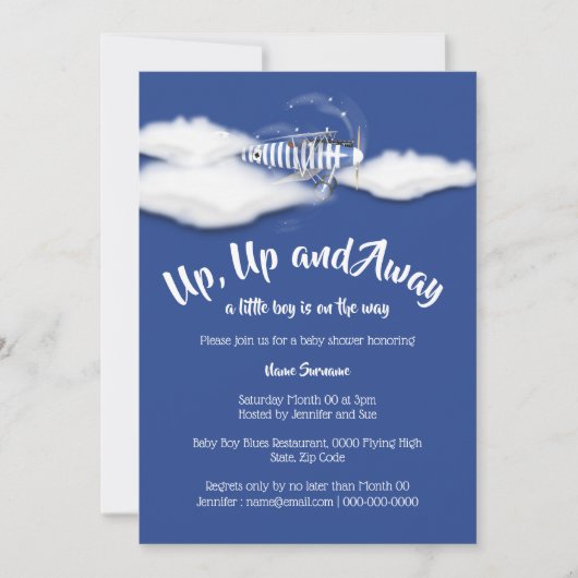 Babydusche - Jungs blau Einladung (Vorderseite)