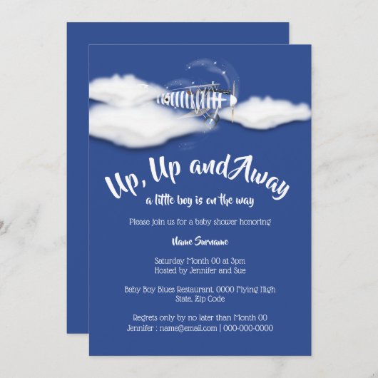 Babydusche - Jungs blau Einladung (Vorne/Hinten)