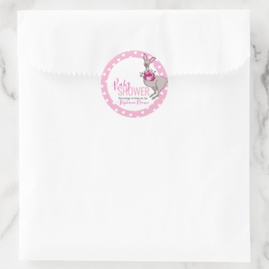 Babydusche Kängurubeutel aus rosa Herzklopfen Runder Aufkleber (Tasche)