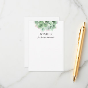 Babydusche Keepake   Sukkuläre Wünsche für Kinder Begleitkarte