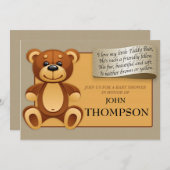 Babydusche Kinderbett Teddy Bear Einladungskarte Einladung (Vorne/Hinten)