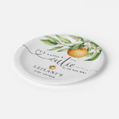 Babydusche Kleine Süsse auf dem Weg Wasserfarbe Pappteller (Schrägansicht)