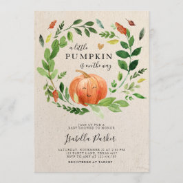 Babydusche Kleiner Pumpkin Fall Rustikale Vegetati Einladung