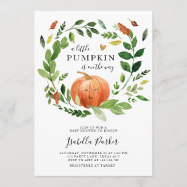 Babydusche Kleiner Pumpkin Fall Rustikale Vegetati Einladung