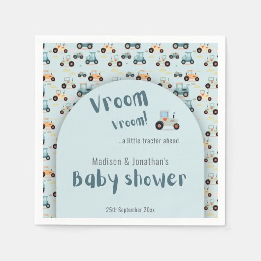 Babydusche kleiner Traktor voraus Papier Napkin Serviette (Vorderseite)