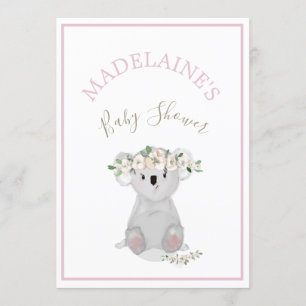 Babydusche Koala Floral Pink Einladung