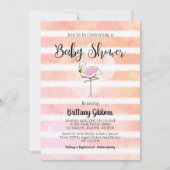 Babydusche Korallenpfirsiche Flamingo Einladung (Vorderseite)