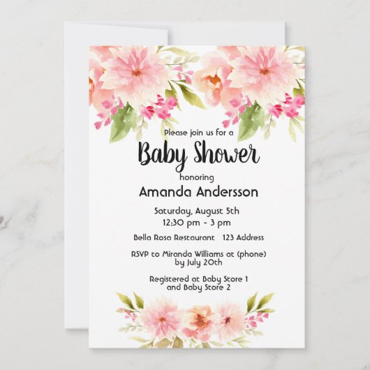 Babydusche Korallenpfirsichpfirsiche Dahlia Blume Einladung (Vorderseite)
