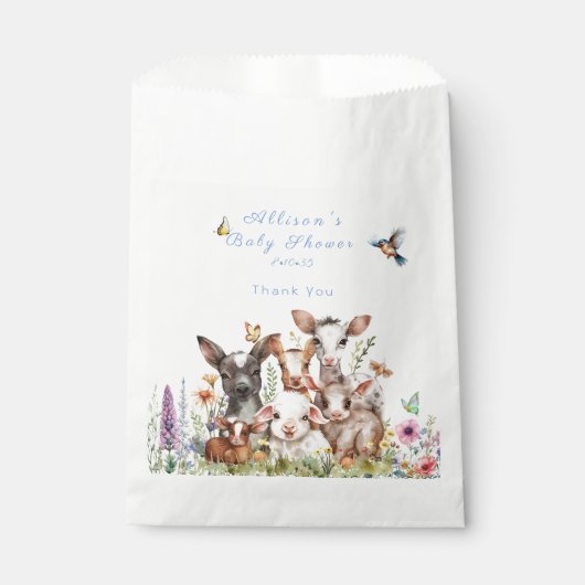 Babydusche Kuh Ziege Schafschrott Blume Geschenktütchen (Vorderseite)