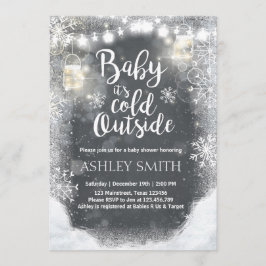 Babydusche lädt Baby im Winter ein Einladung