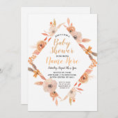 Babydusche lädt Herbst Auburn Floral ein Einladung (Vorne/Hinten)