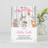 Babydusche lädt Waldtiere ein Einladung (Stehend Vorderseite)