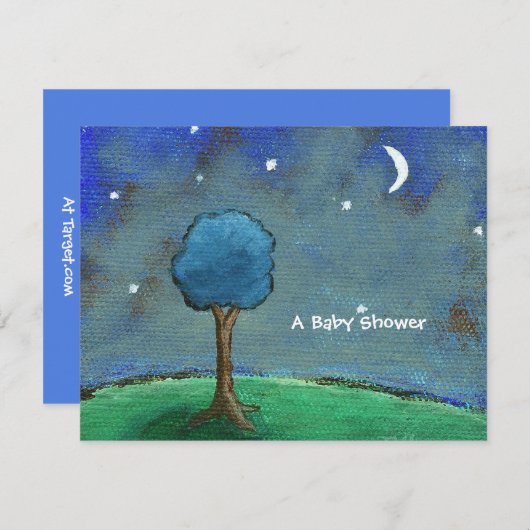 Babydusche, Landschaftsmalerei auf Mondsterne Einladung (Vorne/Hinten)