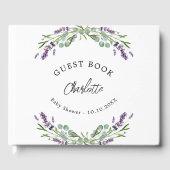 Babydusche Lavendel violette Blüten Eukalyptus Gästebuch (Vorderseite)