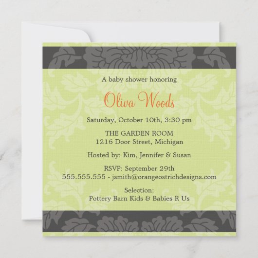 Babydusche| Leaf - Beförderung Einladung (Rückseite)