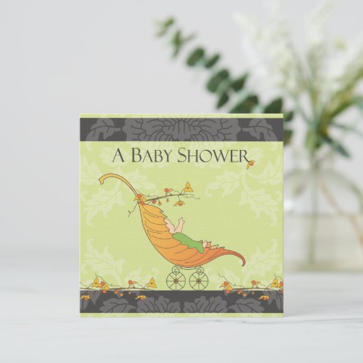 Babydusche| Leaf - Beförderung Einladung (Stehend Vorderseite)