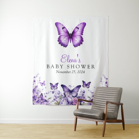 Babydusche Lila Blumenstrauß Wandteppich (Beispiel)