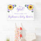 Babydusche Lila Blütenblume Personalisiert Banner (Insitu)