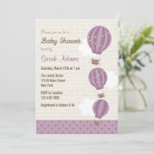 Babydusche (Lila) Einladung (Stehend Vorderseite)