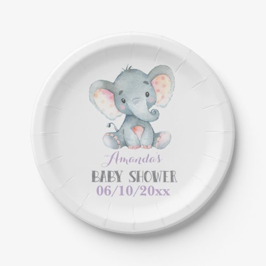 Babydusche Lila Papierplatte Pappteller (Vorderseite)