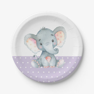 Babydusche Lila Papierplatte Pappteller