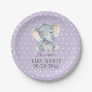 Babydusche Lila Papierplatte Pappteller