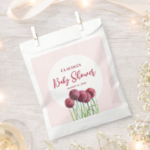 Babydusche Lila Pink Alliums Blume Wasserfarbe Geschenktütchen