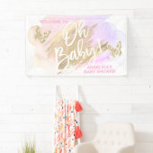 Babydusche Lila Pink Gold Wasserfarbe Banner (Insitu)